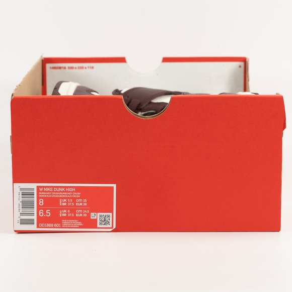 Nike Women's Dunk High 'Burgundy Crush' DD1869-601 Leather Sneakers size 8 - Picture 9 of 9